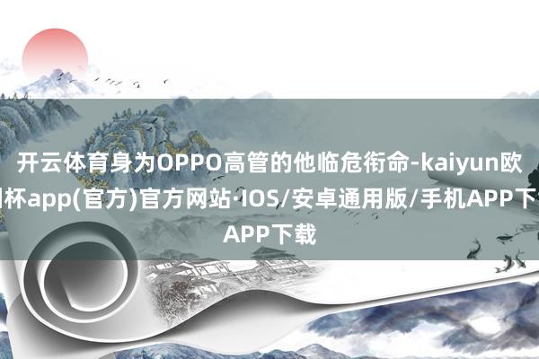 开云体育身为OPPO高管的他临危衔命-kaiyun欧洲杯app(官方)官方网站·IOS/安卓通用版/手机APP下载